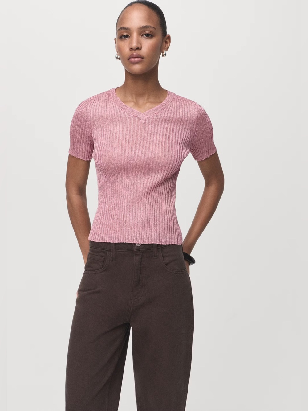 Mango Pink lurex sweater NWT